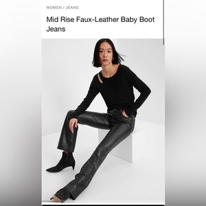 Gap mid rise baby boot faux leather pants